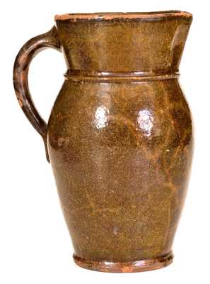 Strasburg, Virginia Glazed Redware Pitcher (Bell or Eberly), c1890