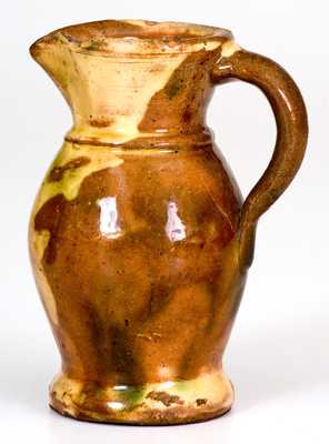 Miniature Multi-Glazed Redware Pitcher, Strasburg, VA, circa 1890