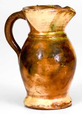 Miniature Multi-Glazed Redware Pitcher, Strasburg, VA, circa 1890