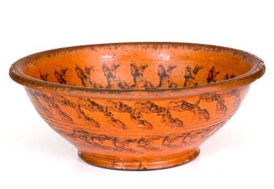 Fine Redware Bowl with Sponged Manganese Decoration, Maryland or Pennsylvania