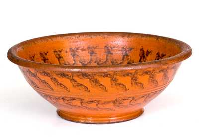 Fine Redware Bowl with Sponged Manganese Decoration, Maryland or Pennsylvania