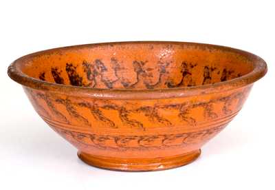 Fine Redware Bowl with Sponged Manganese Decoration, Maryland or Pennsylvania