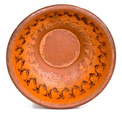 Fine Redware Bowl with Sponged Manganese Decoration, Maryland or Pennsylvania