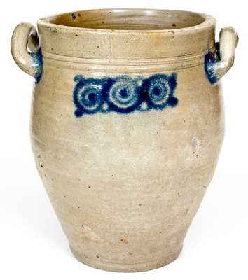 Stoneware Jar w/ Watchspring Decoration, probably Cheesequake, NJ, late 18th century