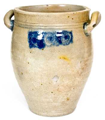 Stoneware Jar w/ Watchspring Decoration, probably Cheesequake, NJ, late 18th century