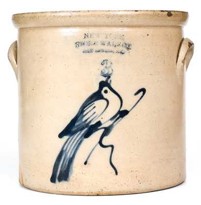 3 Gal. NEW YORK STONEWARE CO. / FORT EDWARD, NY Stoneware Bird Crock