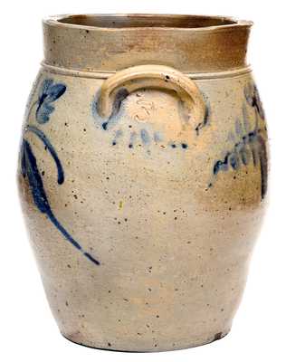 3 Gal. Baltimore Stoneware Jar with Floral Decoration, circa 1840