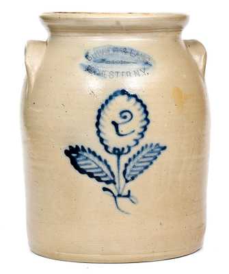 2 Gal. BURGER & LANG / ROCHESTER, NY Stoneware Jar with Floral Decoration