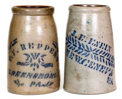 Lot of Two: T. F. REPPERT / GREENSBORO, PA and J. E. ENEIX / NEW GENEVA, PA Jars