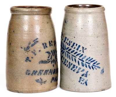 Lot of Two: T. F. REPPERT / GREENSBORO, PA and J. E. ENEIX / NEW GENEVA, PA Jars
