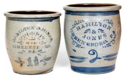 Lot of Two: HAMILTON & JONES / GREENSBORO, PA Stoneware Cream Jars