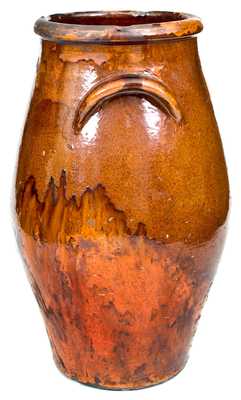 Very Unusual Large-Sized Lead-Glazed Redware Jar, possibly Southern origin