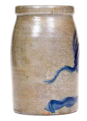 Unusual Western PA Stoneware Canning Jar with Freehand Floral Decoration