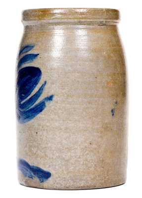 Unusual Western PA Stoneware Canning Jar with Freehand Floral Decoration