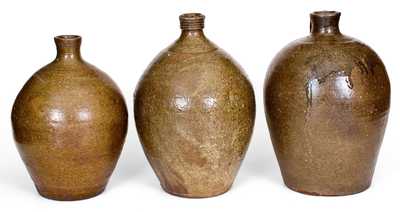 Lot of Three: Southern Alkaline-Glazed Stoneware Jugs, 19th century
