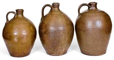 Lot of Three: Southern Alkaline-Glazed Stoneware Jugs, 19th century