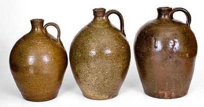 Lot of Three: Southern Alkaline-Glazed Stoneware Jugs, 19th century