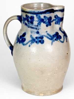 Extremely Rare and Fine H. REMMEY / BALTIMORE Stoneware Pitcher w/ Floral Vine Design