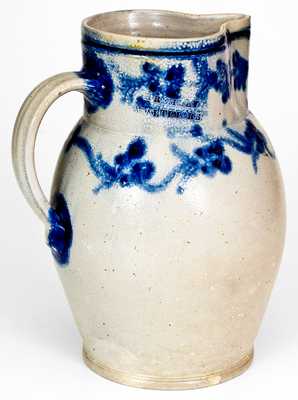 Extremely Rare and Fine H. REMMEY / BALTIMORE Stoneware Pitcher w/ Floral Vine Design