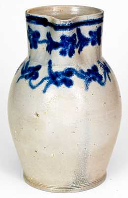 Extremely Rare and Fine H. REMMEY / BALTIMORE Stoneware Pitcher w/ Floral Vine Design