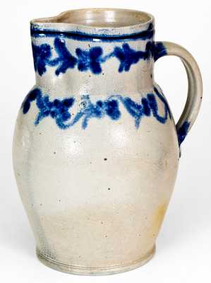 Extremely Rare and Fine H. REMMEY / BALTIMORE Stoneware Pitcher w/ Floral Vine Design
