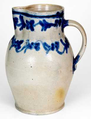 Extremely Rare and Fine H. REMMEY / BALTIMORE Stoneware Pitcher w/ Floral Vine Design