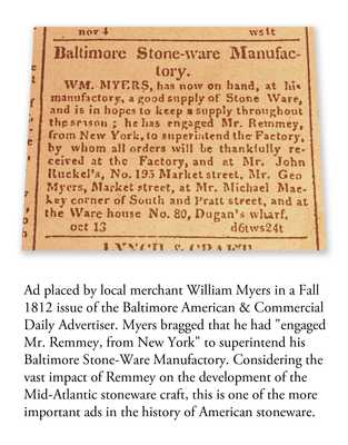 Extremely Rare and Fine H. REMMEY / BALTIMORE Stoneware Pitcher w/ Floral Vine Design