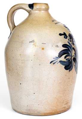 COWDEN & WILCOX / HARRISBURG, PA Stoneware Jug w/ Elaborate Floral Decoration