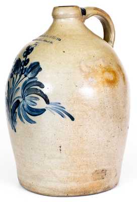 COWDEN & WILCOX / HARRISBURG, PA Stoneware Jug w/ Elaborate Floral Decoration