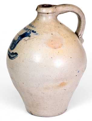Very Rare J. WELLS / NORTHAMPTON Incised Bird Jug (T. CRAFTS / WHATELY, MA)