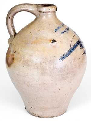 Very Rare J. WELLS / NORTHAMPTON Incised Bird Jug (T. CRAFTS / WHATELY, MA)