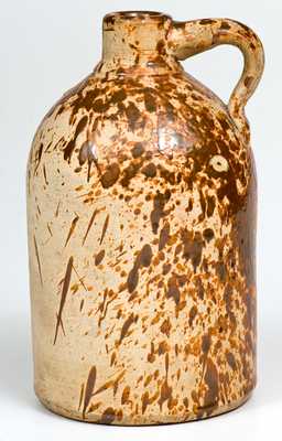 Unusual Stoneware Face Jug w/ Spattered Decoration, Midwestern origin