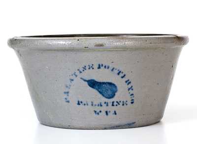Very Rare PALATINE POTTERY. CO / PALATINE / W VA Stoneware Bowl w/ Stenciled Pear Design