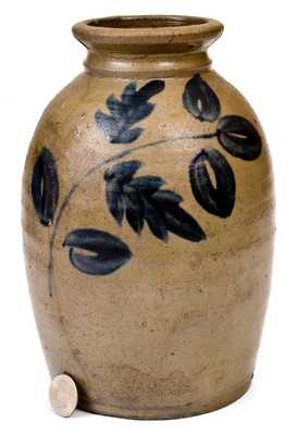 Stoneware Canning Jar with Cobalt Floral Decoration, VA origin, circa 1865