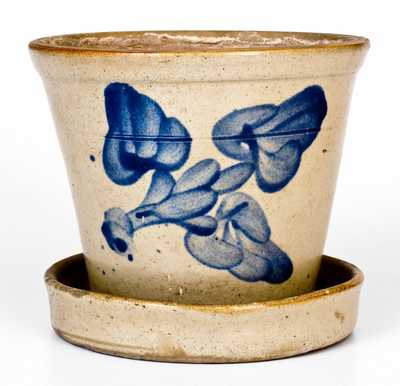 Cobalt-Decorated Stoneware Flowerpot, attrib. Fulper Pottery, Flemington, NJ