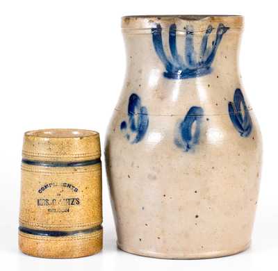 Two Pieces of Cobalt-Decorated Stoneware, New Jersey origin