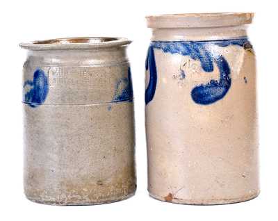 Two Half-Gallon Cobalt-Decorated Stoneware Jars, William H. Lehew, Strasburg, VA, circa 1865-1875.