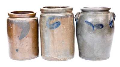 Three Cobalt-Decorated Virginia Stoneware Jars