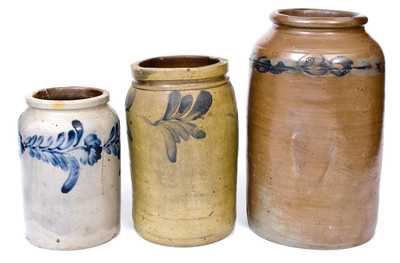 Three Philadelphia Cobalt-Decorated Stoneware Jars