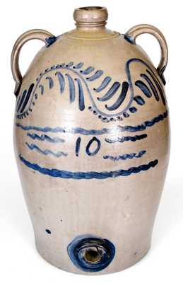 Monumental 10 Gal. Greensboro, PA Stoneware Water Cooler w/ Freehand Decoration