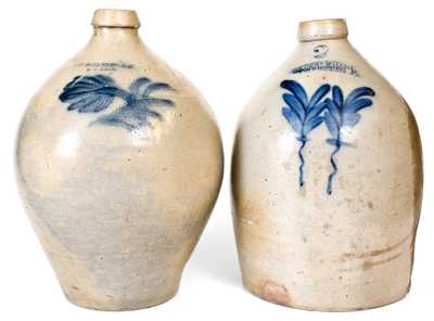 Two Cobalt-Decorated Stoneware Jugs, Harrisburg, PA and Utica, NY