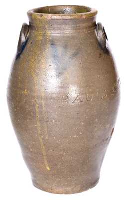Fine PAUL : CUSHMAN, Albany, New york One-Gallon Cobalt-Decorated Stoneware Jar, circa 1810