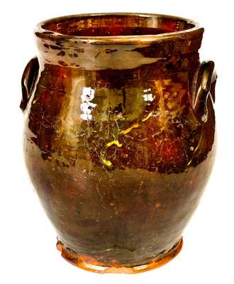 Slip-Decorated Redware Jar, attributed to Nathaniel Rochester, West Bloomfield, NY, c1818-32