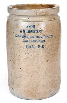 Very Rare Baltimore Stoneware Jar with Royal Oak, Maryland Advertising (Eastern Shore of MD)