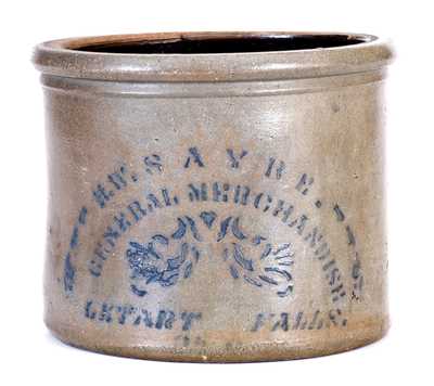 Unusual Letart Falls, Ohio, Stoneware Advertising Crock