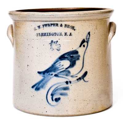 G. W. FULPER & BROS. / FLEMINGTON, NJ Stoneware Jar w/ Bird Decoration