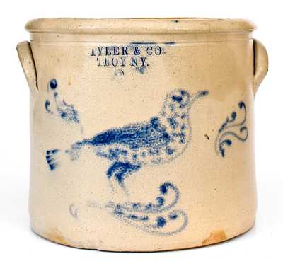 TYLER & CO. / TROY, NY 2 Gal. Stoneware Bird Crock