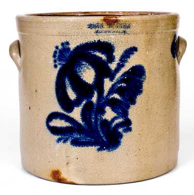 3 Gal. JOHN BURGER / ROCHESTER Stoneware Crock w/ Floral Decoration