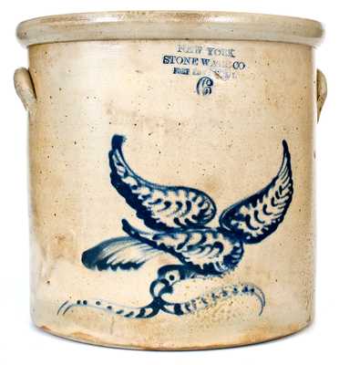 6 Gal. NEW YORK STONEWARE CO. / FORT EDWARD, NY Crock w/ Bold Eagle Design