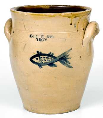 Very Unusual C. BOYNTON / TROY Stoneware Fish Jar